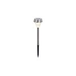 Estaca solar LED farol 8 cm acero inoxidable Koopman, vista frontal del farol con poste metálico y estaca negra