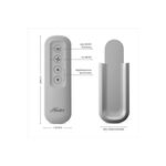 Control remoto para abanico con luz sin receptor universal Hunter gris, gráfico con medidas y soporte de pared incluido