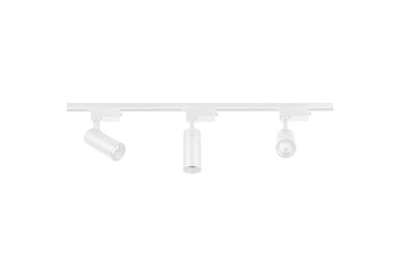 Kit de 3 spot LED con riel de sobreponer 30 W 3000 K blanco Blumenau, vista frontal del riel con los tres focos instalados