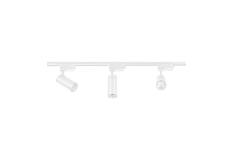 Kit de 3 spot LED con riel de sobreponer 30 W 6500 K blanco Blumenau, vista frontal del riel con tres focos orientables
