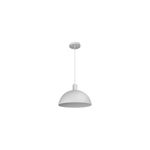 Luminaria colgante Bia 1L E27 blanco Blumenau, vista frontal del equipo con pantalla semiesférica y cable blanco