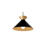 Luminaria colgante Guto 1L E27 dorado Blumenau, vista desde abajo mostrando el interior dorado y el socket blanco