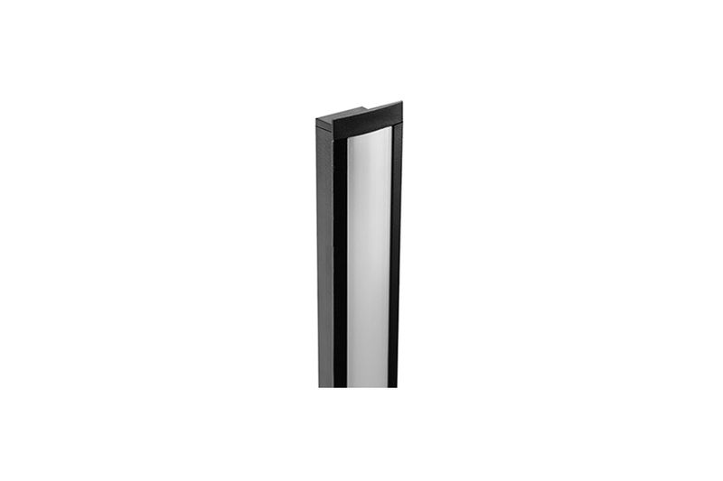 Perfil lineal plano individual de empotrar 1 m 25x14.5 mm negro Blumenau, vista frontal del perfil con difusor blanco