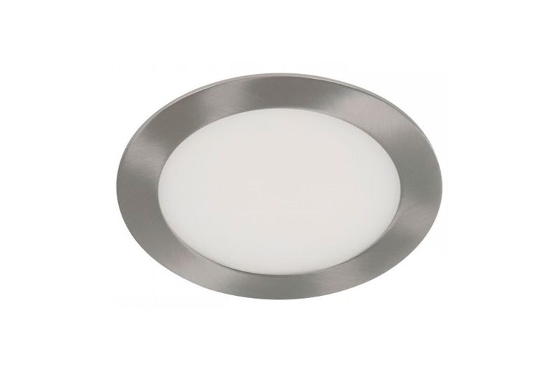 Luminaria empotrable LED níquel satinado 12 1L 12 W 6000 K redondo GLS, vista frontal del panel circular blanco
