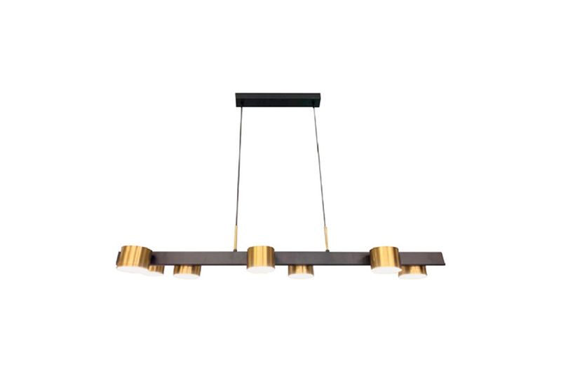 Luminaria colgante LED Dextra 6L 48 W 2900 lm 3000 K 30000 h 100-240 V Tecnolite, estructura negra con focos dorados