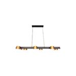 Luminaria colgante LED Dextra 6L 48W 2900lm 3000K 30000h 100-240V Tecnolite, vista frontal con cilindros dorados y base negra