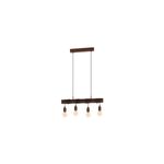 Luminaria colgante Townshend 4 4XE27 Eglo, vista frontal con cuatro bombillas expuestas y estructura café