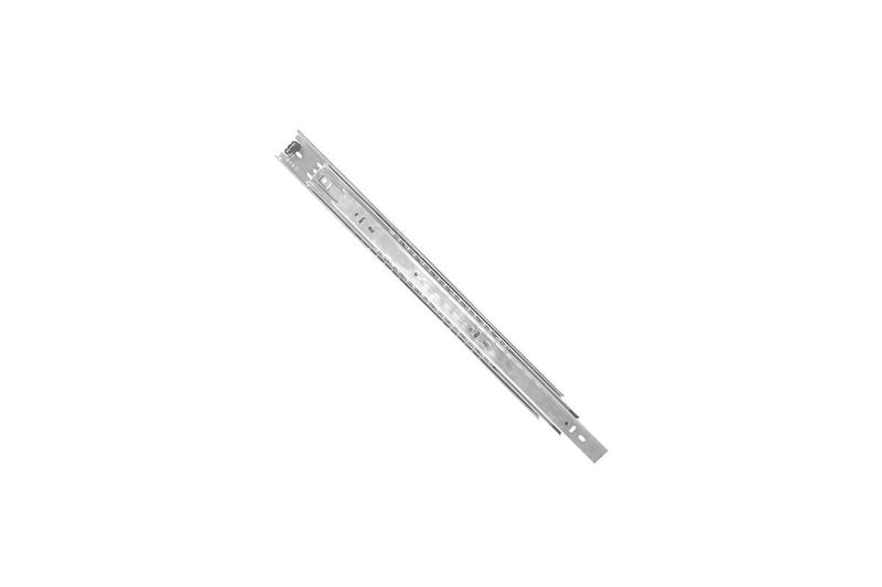Riel para gaveta telescópico Knape & Vogt de 16 pulgadas y 100 lbs, vista lateral del riel metálico extendido