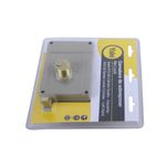 Cerradura parche Yale para madera con cilindro suelto izquierda, empaque blíster con fondo amarillo y negro