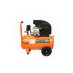 Compresor horizontal Truper de 50 lts, 116 psi y 2.5 hp, tanque naranja con ruedas negras y motor superior