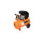 Compresor horizontal Truper de 50 lts, 116 psi y 2.5 hp, vista lateral completa del equipo en color naranja