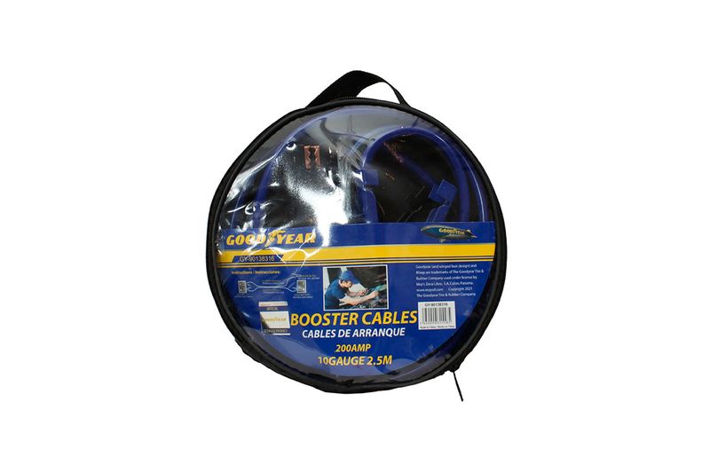 Cable pasa corriente para auto 200 amp amarillo/negro Goodyear, en su estuche circular con empaque transparente