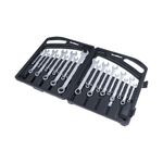 Juego de llave combinada Stanley de 1/4" a 7/8", 8 mm a 18 mm de 20 piezas, organizadas en estuche plástico negro abierto
