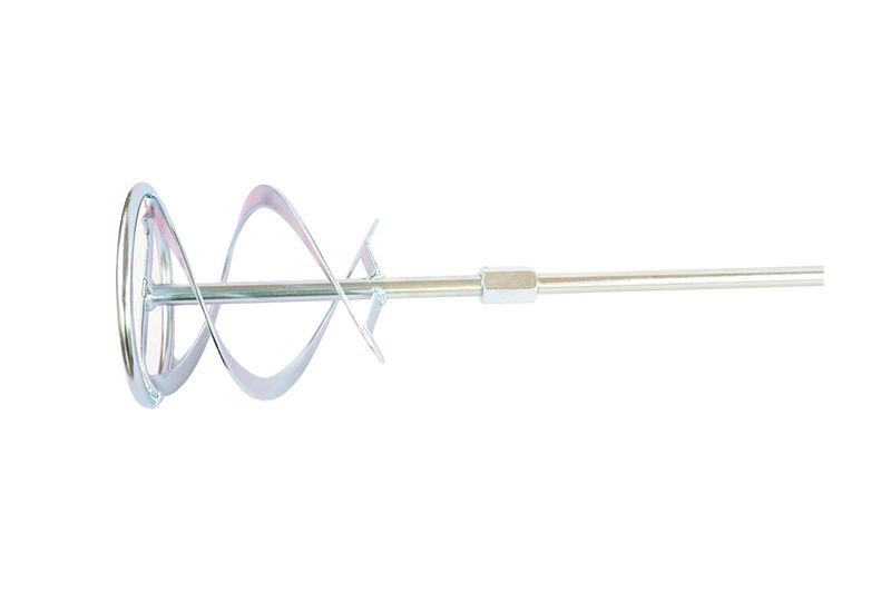 Mezclador para pasta 1400 W 2 velocidades Stanley, detalle del accesorio batidor metálico en espiral sobre fondo blanco
