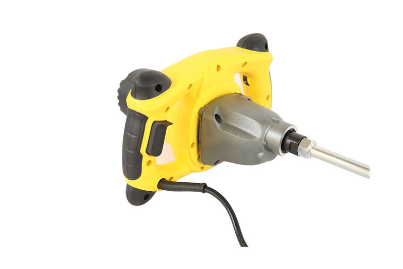 Mezclador para pasta 1400 W 2 velocidades Stanley, vista lateral del motor amarillo y el eje metálico
