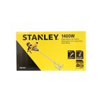 Mezclador para pasta 1400 W 2 velocidades Stanley, caja amarilla con ilustración del equipo y especificaciones técnicas