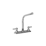 Llave para pantry doble cuello alto Pfister, vista frontal completa en acabado cromado brillante