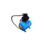 Equipo hidroneumático 1/2 HP, 24 lts, 110V AquaPro, vista lateral del tanque azul con bomba negra y manguera flexible