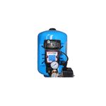 Equipo hidroneumático 1/2 HP, 24 lts, 110V AquaPro, vista frontal del tanque azul con manómetro y bomba negra