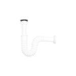 Trampa para pantry 1-1/2 pulgadas flexible con contra Coflex, vista lateral del tubo corrugado blanco y su contra
