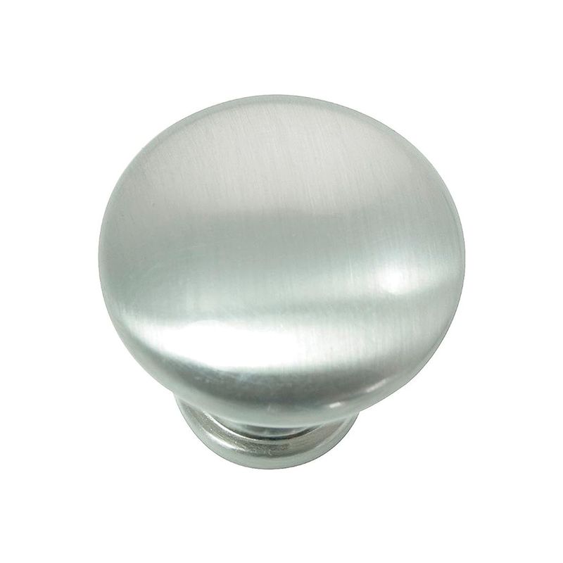 Jaladera de botón Melrose de 1-3/8 pulgadas níquel satinado Laurey, vista frontal del pomo circular