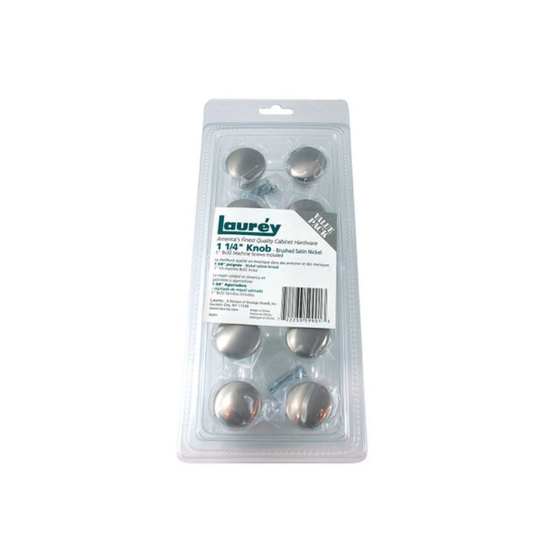 Jaladera de botón Richmond de 1-1/4 pulgadas níquel satinado de 10 piezas Laurey, set completo en empaque plástico