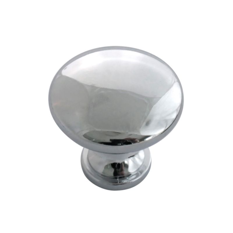 Jaladera de botón Danica de 1-3/8 pulgadas cromo pulido Laurey, vista frontal del pomo metálico brillante