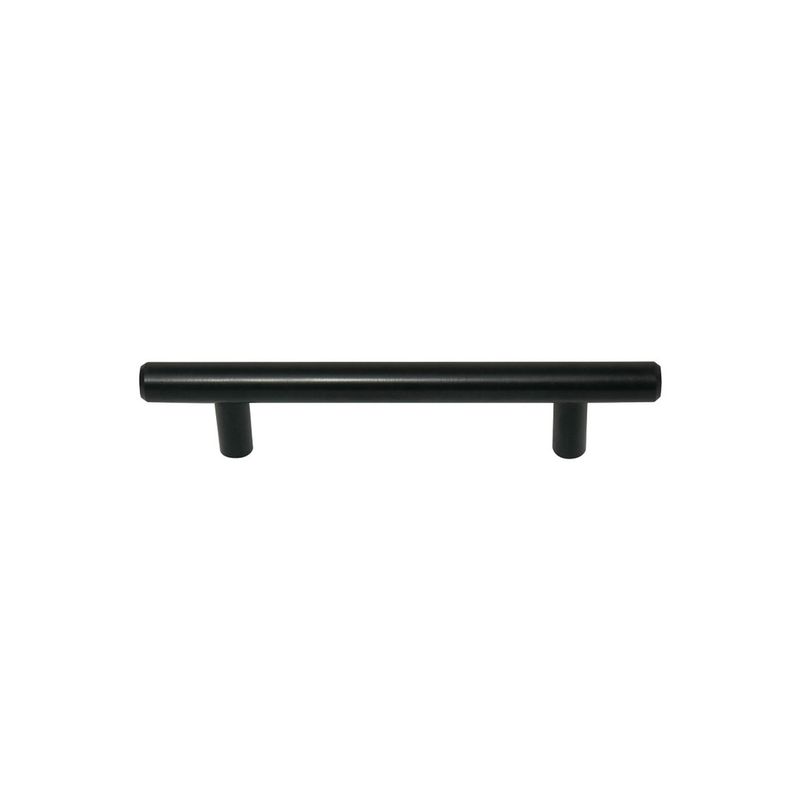 Jaladera de barra Melrose 3-3/4 pulgadas negro mate Laurey, vista frontal del tirador cilíndrico