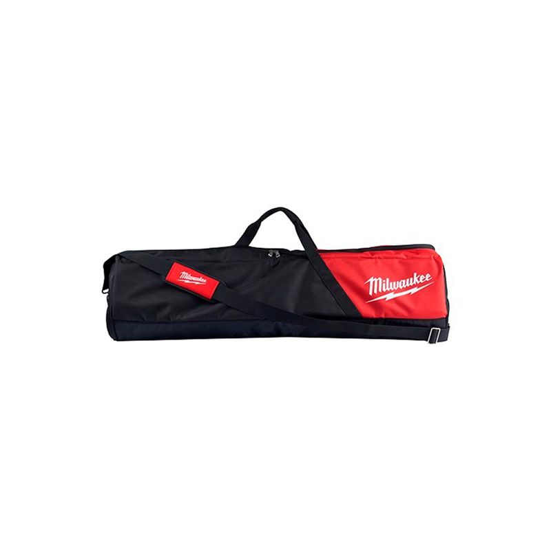 Bolso de transporte para torre de iluminación Rocket Milwaukee, vista lateral en color negro con detalles en rojo