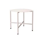 Set mueble para terraza de 3 piezas crema Koopman, detalle de la mesa redonda blanca con patas metálicas