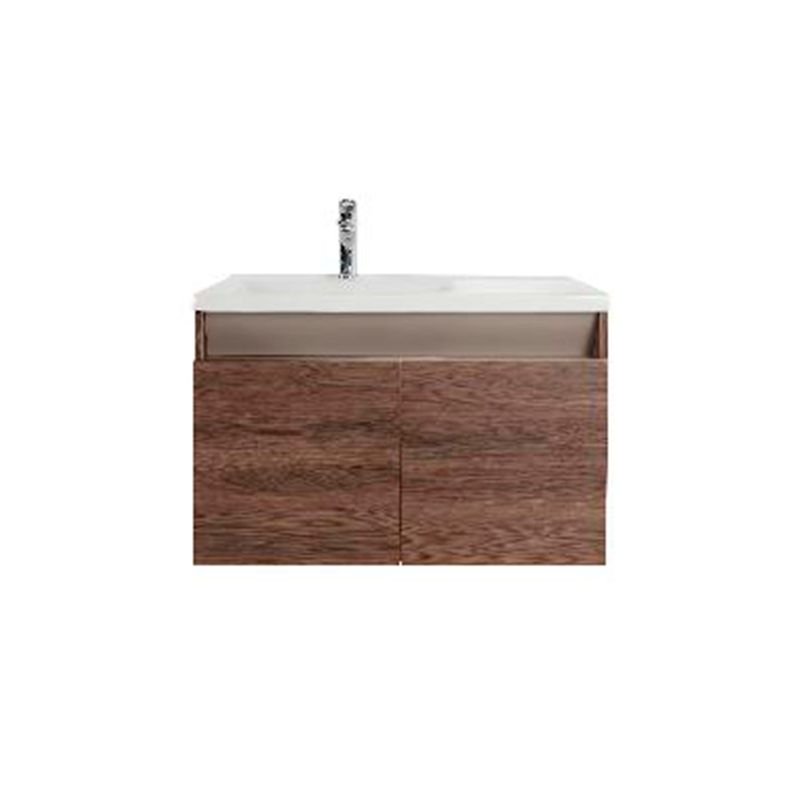 Mueble Pontus Vital 60 cm + lavamanos Pontus blanco Corona, vista frontal del mueble con acabado madera y grifería