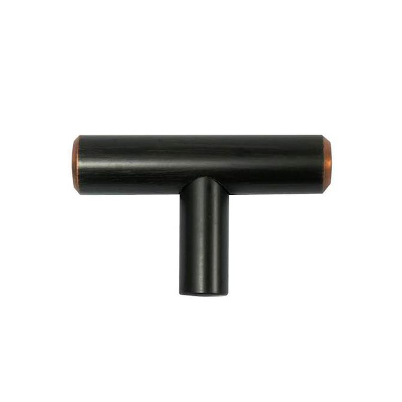 Jaladera de barra T Melrose de 2 pulgadas (50 mm) bronce aceitado Laurey, vista frontal sobre fondo blanco
