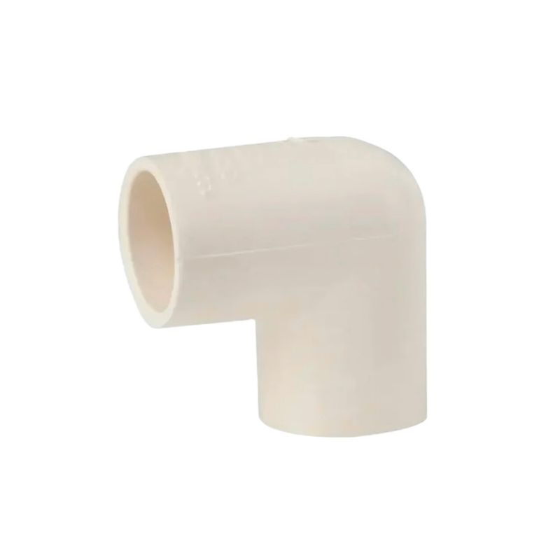 Codo liso CPVC 90 grados 3/4 pulgadas Durman, pieza de color blanco en ángulo recto