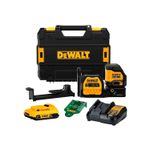 Kit nivel láser inalámbrico de líneas cruzadas 20V DeWALT, con maletín negro y amarillo, batería, cargador y accesorios