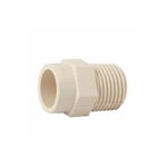 Adaptador macho CPVC de 3/4 pulgadas Durman, vista frontal del accesorio de color crema con rosca externa