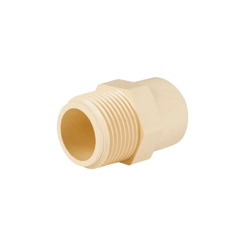 Adaptador macho CPVC Durman de 1/2 pulgada, pieza de plástico color crema con rosca externa