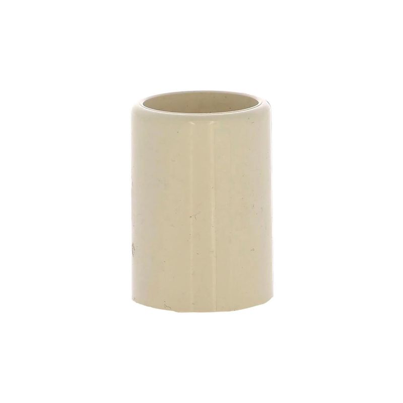 Unión lisa CPVC de 3/4 pulgadas Durman, vista frontal del accesorio en color beige