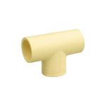 Tee lisa CPVC de 1/2 pulgada Durman, vista frontal en color crema