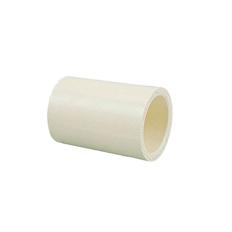 Unión lisa CPVC de 1/2 pulgada Durman, pieza cilíndrica de color blanco hueso en vista tridimensional