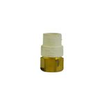 Adaptador hembra CPVC de 1/2 pulgada Durman, vista frontal de la pieza con terminal metálica dorada