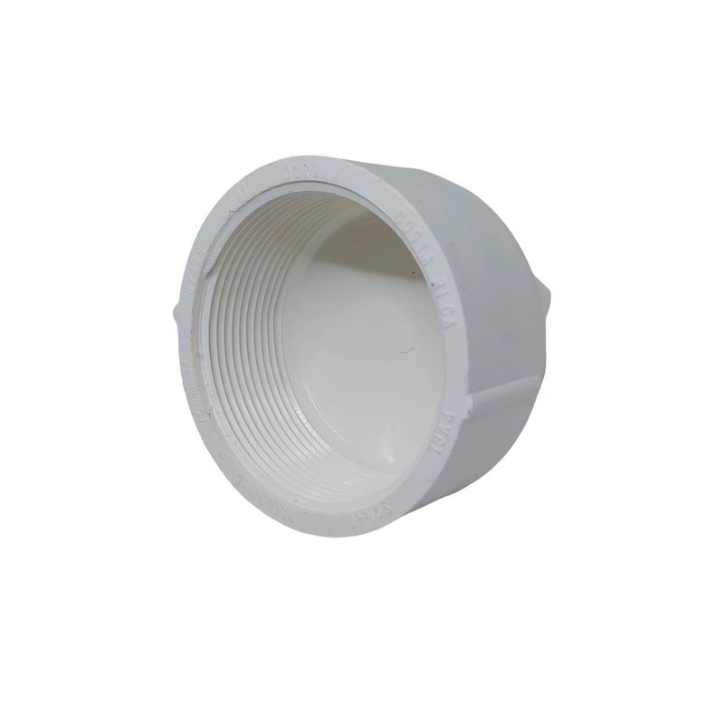 Tapón PVC hembra rosca agua potable 1/2 pulgadas Durman, vista superior del interior con la rosca expuesta