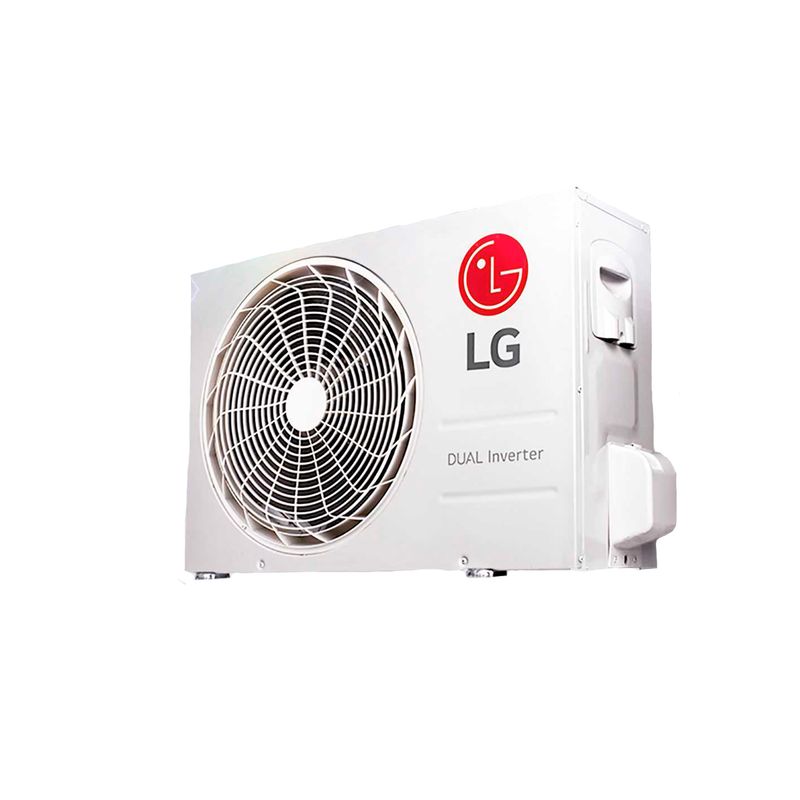 Condensador 12000 BTU 220V SEER 17.50 WIFI LG, unidad exterior blanca con rejilla circular y logo LG frontal