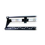 Patch panel Newlink Cat5e 24 puertos, vista detallada de la parte posterior con los terminales de conexión y cableado