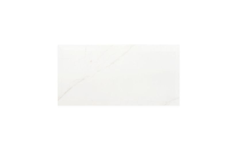 Azulejo 15x30 Tarento blanco mármol Estudio Cerámico, vista frontal de la pieza rectangular con vetas grises claras