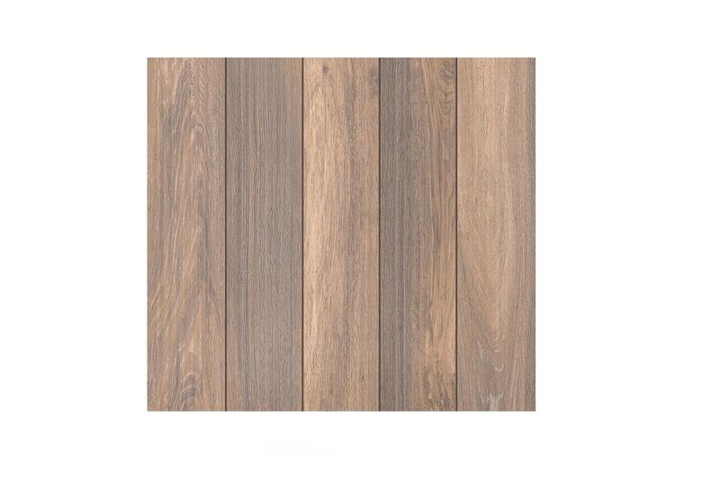 Baldosa 54 x 54 Olimpo-AD HD madera Serra Azul, vista frontal detallada del diseño de vetas y nudos en color café