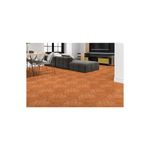 Baldosa 45 x 45 Acacia café madera BR Cecafi, instalada en el piso de una sala con sofá y comedor