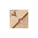 Baldosa 45x45 Castanhal MR geométrico brillante Cecafi, detalle de diseño ornamental con curvas y tonos crema y café