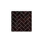 Azulejo 20x20 Akali negro baño Lamosa, vista frontal de la pieza con diseño de bloques entrelazados y vetas blancas