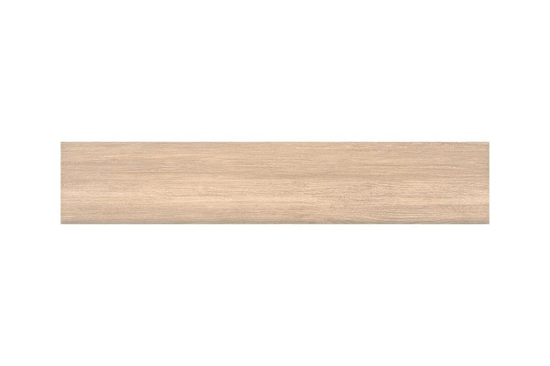 Porcelanato InOut 23 x 120 Kimberley Roble Madera esmaltado Stn Cerámica, pieza rectangular con vetas de madera clara