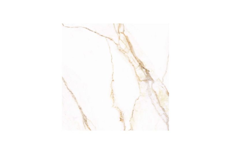 Baldosa 54 x 54 Florence blanco mármol brillante Serra Azul, acercamiento al veteado marrón sobre fondo blanco